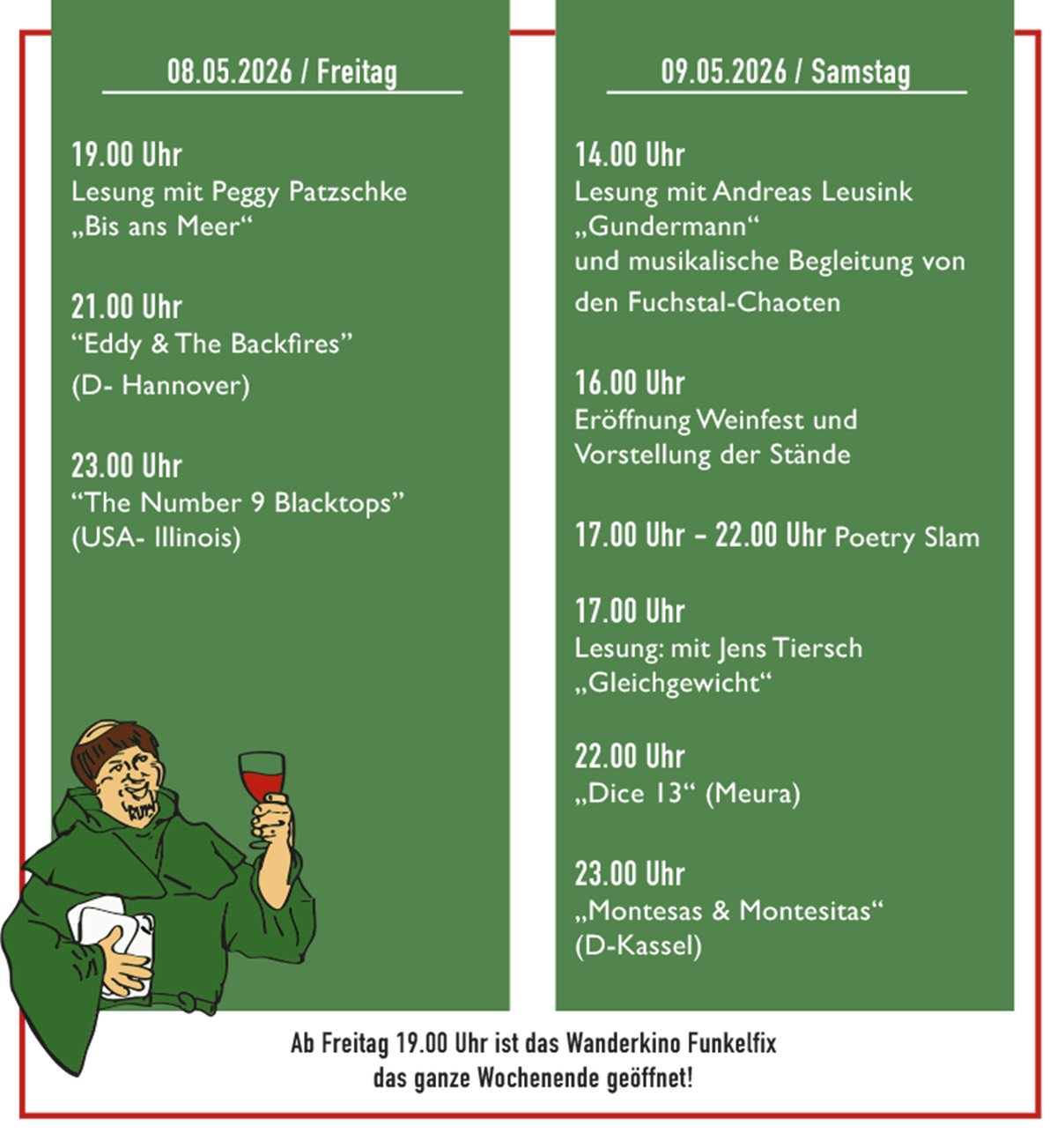 Weinfest Mönchgrün 2026, Programm